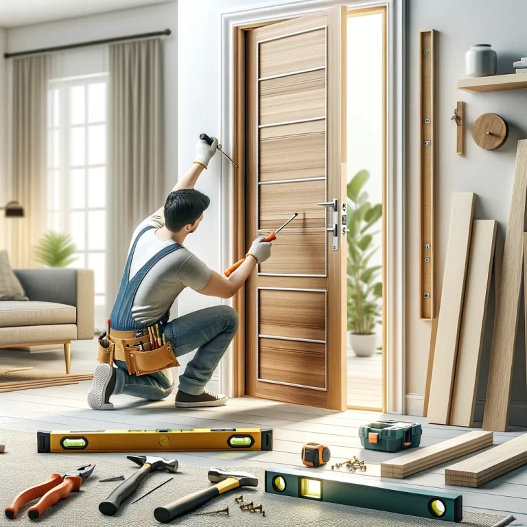 guide-for-door-installation-featuring-a-modern-wooden-door-being-installed-with-tools-around-it.-The-scene-shows-a-carpenter-installin